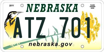 NE license plate ATZ701