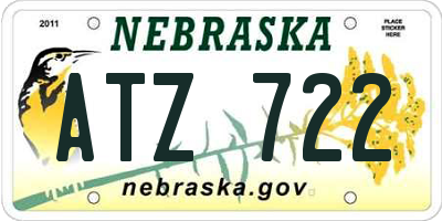 NE license plate ATZ722