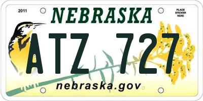 NE license plate ATZ727