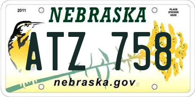 NE license plate ATZ758