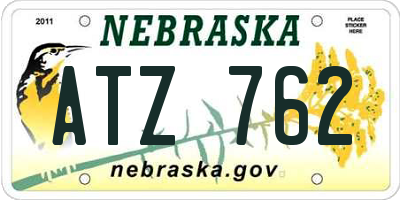 NE license plate ATZ762