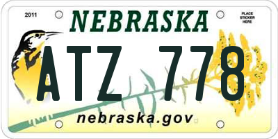 NE license plate ATZ778