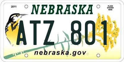 NE license plate ATZ801