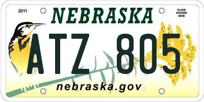 NE license plate ATZ805