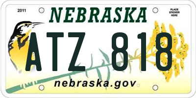 NE license plate ATZ818