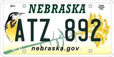 NE license plate ATZ892