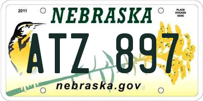 NE license plate ATZ897