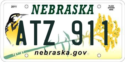 NE license plate ATZ911