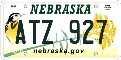 NE license plate ATZ927