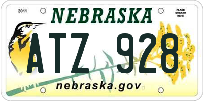 NE license plate ATZ928