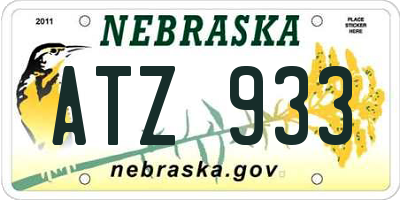 NE license plate ATZ933