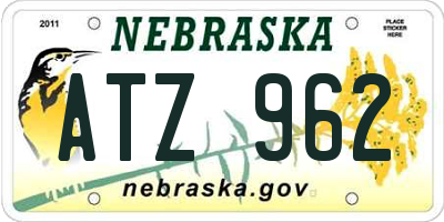 NE license plate ATZ962