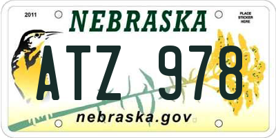 NE license plate ATZ978