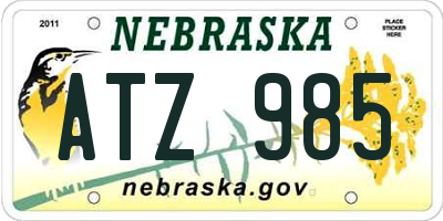 NE license plate ATZ985