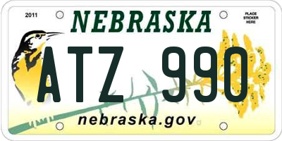 NE license plate ATZ990