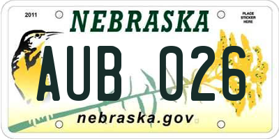 NE license plate AUB026