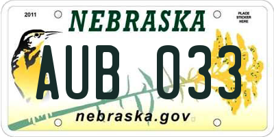 NE license plate AUB033