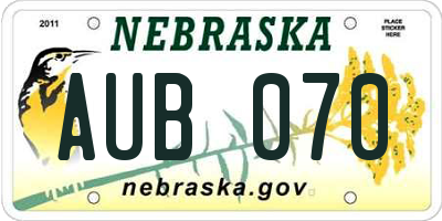 NE license plate AUB070