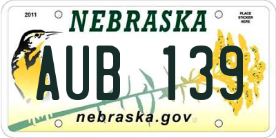 NE license plate AUB139