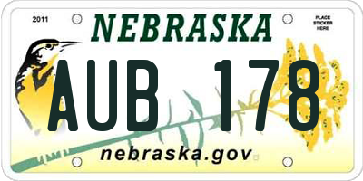 NE license plate AUB178