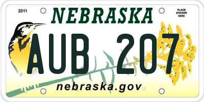 NE license plate AUB207