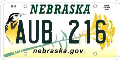 NE license plate AUB216
