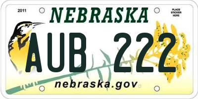 NE license plate AUB222