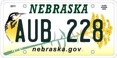 NE license plate AUB228