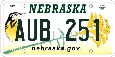 NE license plate AUB251