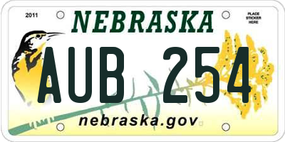 NE license plate AUB254