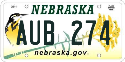 NE license plate AUB274