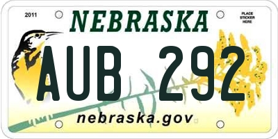 NE license plate AUB292
