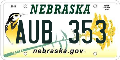 NE license plate AUB353