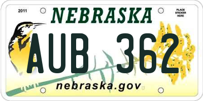 NE license plate AUB362