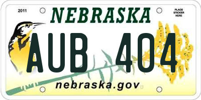 NE license plate AUB404