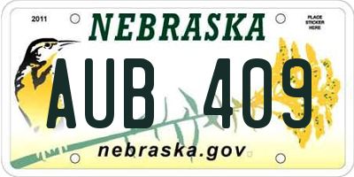 NE license plate AUB409