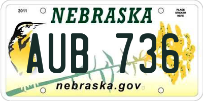 NE license plate AUB736