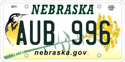 NE license plate AUB996