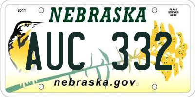 NE license plate AUC332