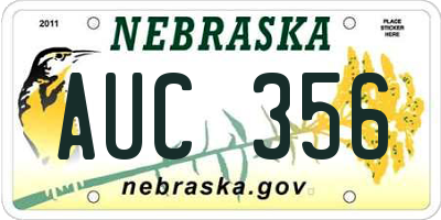 NE license plate AUC356
