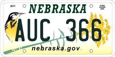NE license plate AUC366