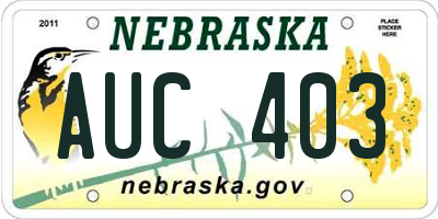 NE license plate AUC403