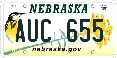 NE license plate AUC655