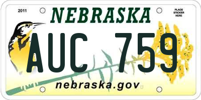 NE license plate AUC759