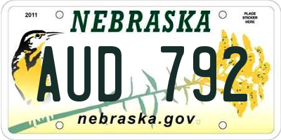 NE license plate AUD792