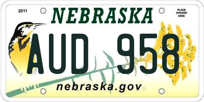NE license plate AUD958