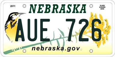 NE license plate AUE726