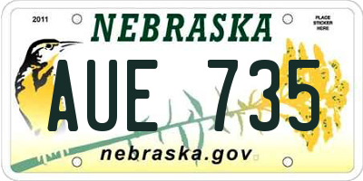 NE license plate AUE735