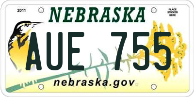 NE license plate AUE755