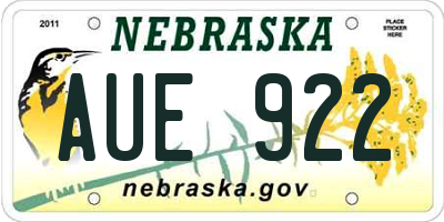 NE license plate AUE922